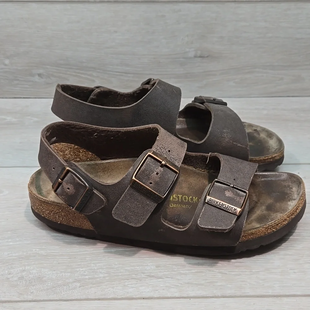 Birkenstock Women Milano Brown Suede Sandals Shoes Sz 36/5 Narrow